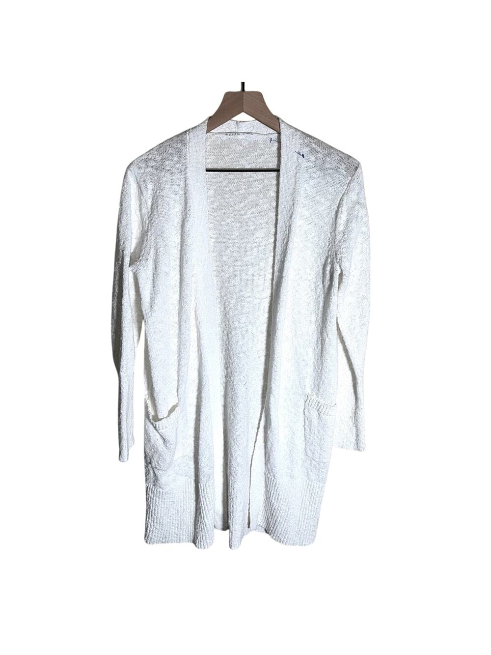 ATHLETA long line cotton blend open front cardigan with pockets L
